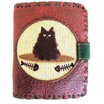 KARA KEDİ KADIN CÜZDAN BORDO