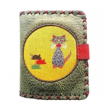KEDİ BASKILI KADIN CÜZDAN YEŞİL