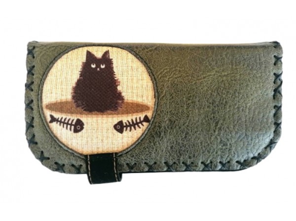 KEDİ BASKILI BÜYÜK KADIN CÜZDAN YEŞİL KEDİ BASKILI BÜYÜK KADIN CÜZDAN YEŞİL